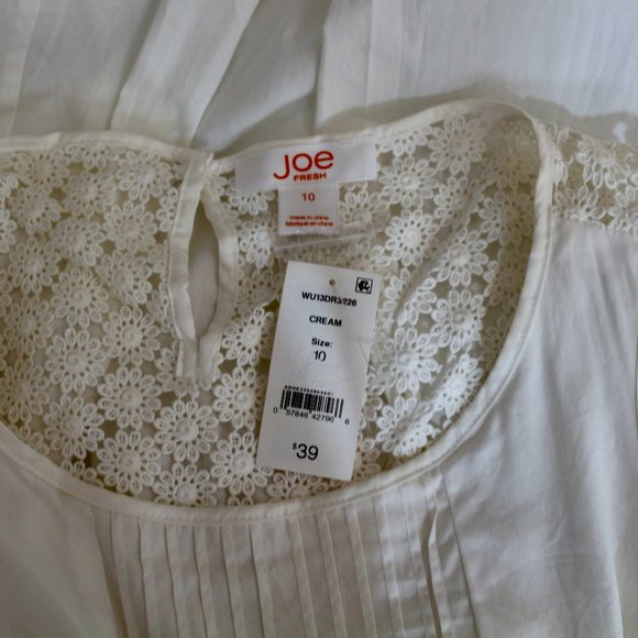 Joe Fresh Cream Pleated and Lace Back Dress NWT Size 10 - Picture 6 of 6
